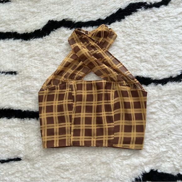 With Jean Tulip Plaid Halter Top in Cher - Picture 3 of 8